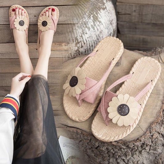 Flip-flop sandals female summer thick bottom wild fashion wear flat sandals and slippers