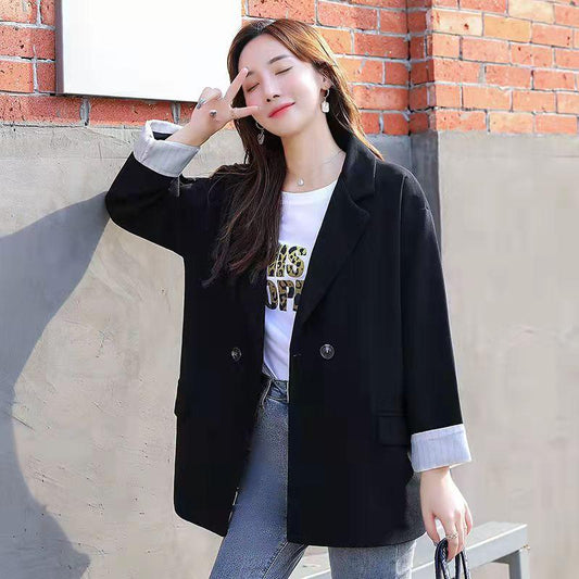 Women's Suit Jacket Spring and Autumn Korean Style Loose Casual Coat Elegant Ladies Black Suit Slim Top Blazer Outwear Business Suit for Women