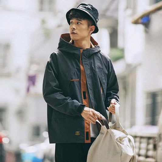 2021 New Spring and Autumn Coat Men's Trend Handsome Loose Jacket Casual Wild Hooded Jacket