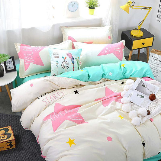 Four-piece Quilt Cover Bed Sheet Simple Cotton-like Student Dormitory Supplies