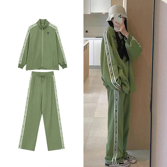 Large Size Sports Two-piece Suit Ladies Casual Sportswear Sweater Suit Loose and Thin Fitness Jogging Suit Running Sports Suit for Women