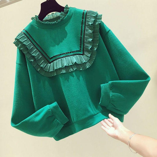 Girls' Sweaters Children's Spring and Autumn Clothes Korean Style Tops Big Children's Loose Lace Spring Styles