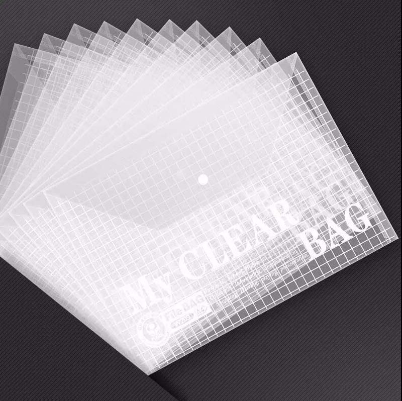 Office Thickened A4 Transparent File Bag Snap Button Information Bag Student Test Paper File Bag