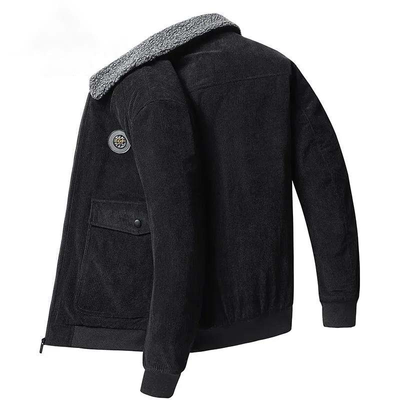Winter Plus Velvet Padded Jacket Men's Loose Casual Tooling Multi-pocket Corduroy Jacket Men