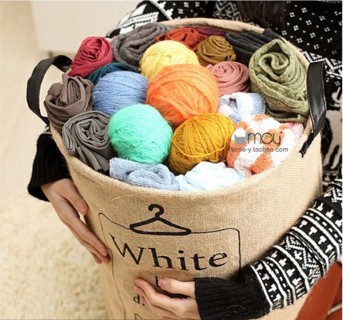 Waterproof Laundry Hamper Bag Clothes Storage Baskets Home jute Makeup Storage barrel kids toy stora