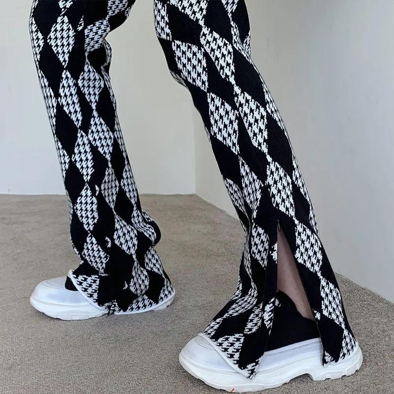 Women's Casual Pants Spring and Autumn High Waist Slim Fit Slim Slit Flared Pants Design Slipping Mopping Pants Ladies Trousers