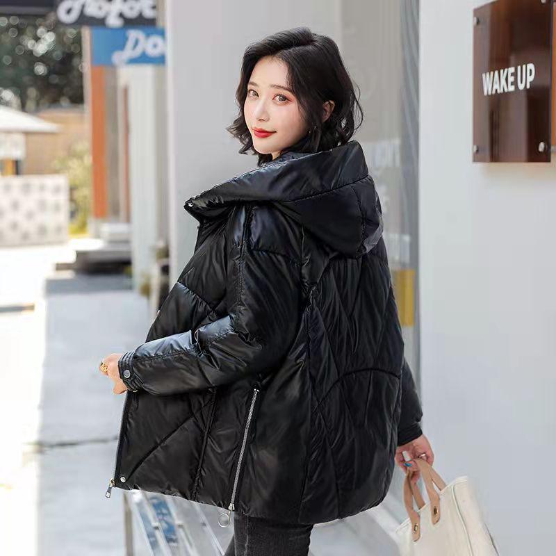 Winter Short Thickened Windproof Cold Warmth Loose Loose Hooded Casual Slim Solid Color Ladies Coat Jacket Padded