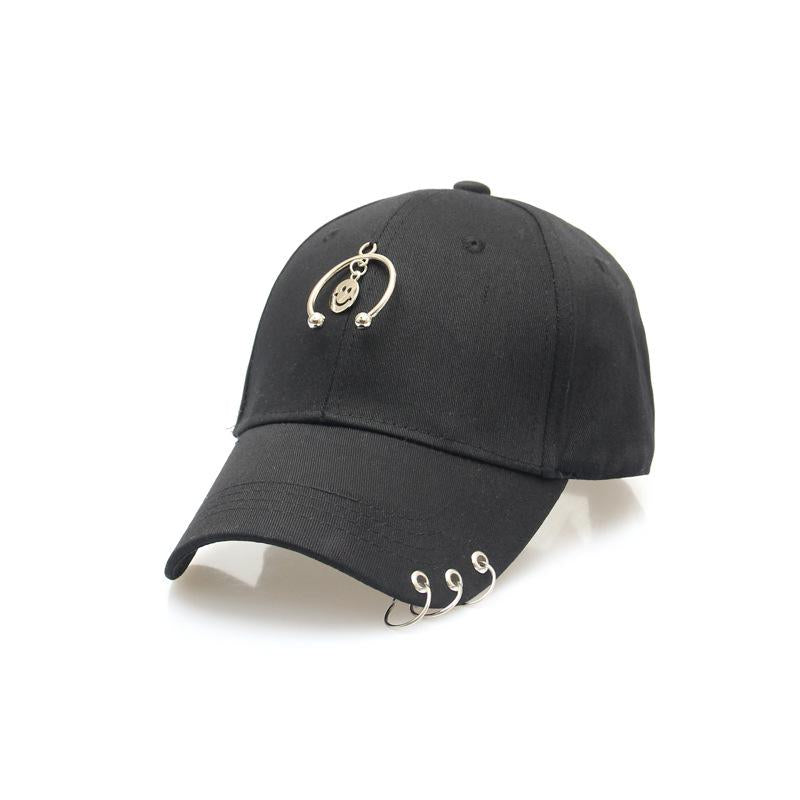 Solid Color Fashion Personality Couple Hat Iron Ring Pendant Three Ring Cap Female Outdoor