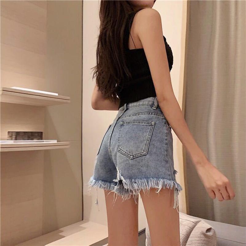 Shorts Women Summer Loose All-match Jeans High Waist Slim Frayed Wide Leg Pants