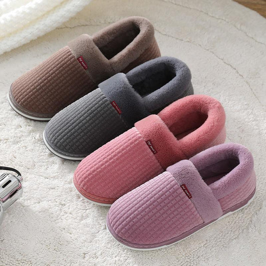 Winter Cotton Slippers TPR Non-slip Home Interior Thick-soled Warmth and Dirt-resistant Bag Heel Plus Fluffy Plus Size Cotton Shoes