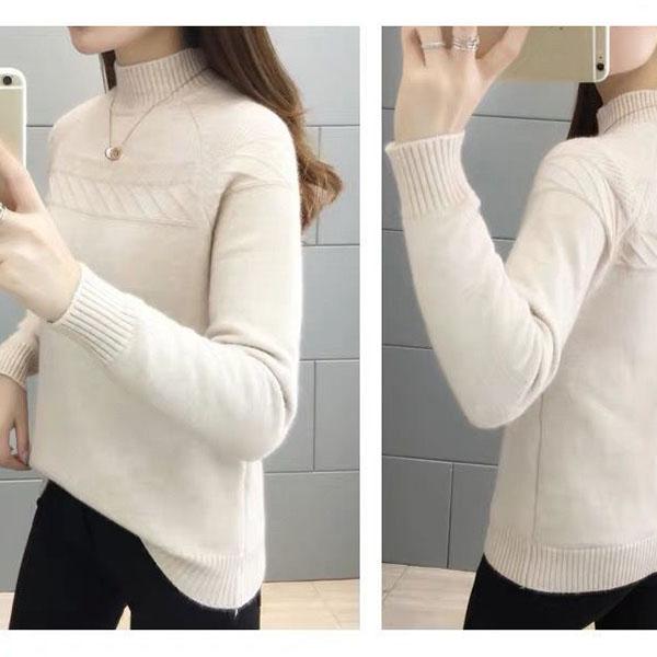 Fall/Winter Women Plus Velvet High-necked Sweater Short Thickened Warm Pullover Sweater Large Size Knit Jumper Bottoming Shirt