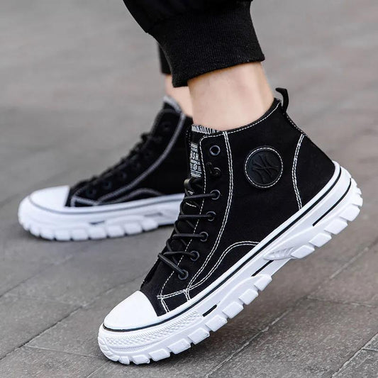 Vintage High-top Denim Shoes Fashion Boys Canvas Shoes Korean Fashion Casual Shoes