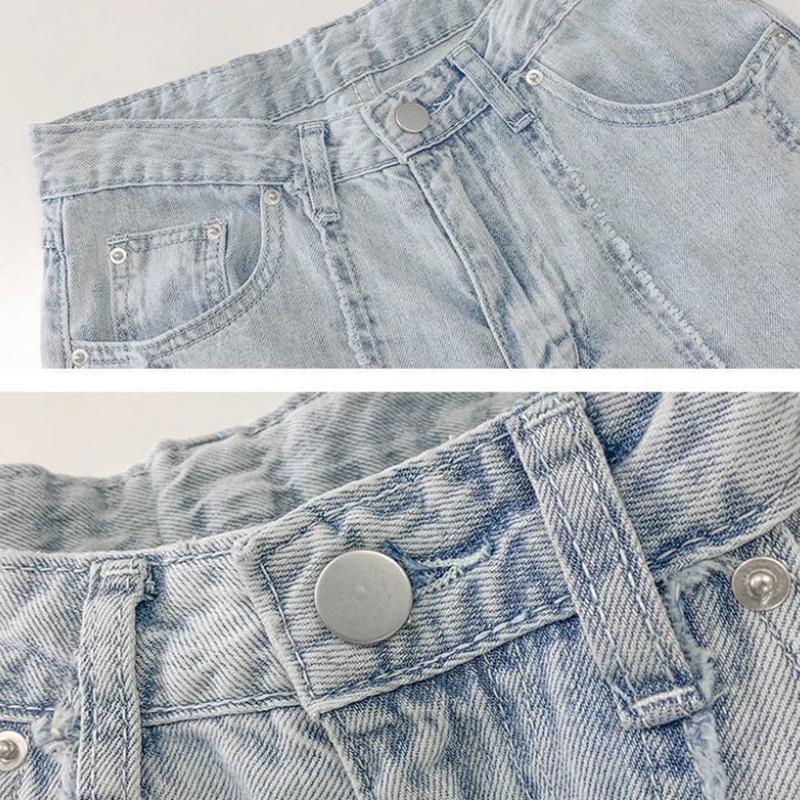American Retro Stitching Topstitching Jeans Women's Loose Drape Wide-leg Straight-leg Pants High-waist Casual Thin Mopping Pants