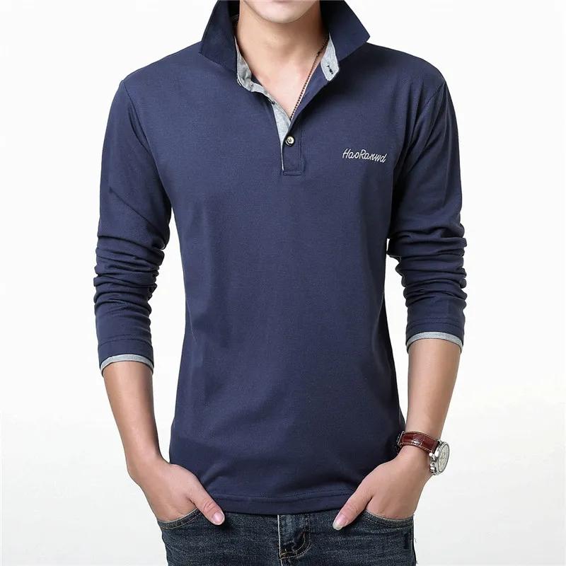 Long-sleeved T-shirt Men's Lapel Business Polo Shirt Spring Casual Solid Color Bottoming Shirt Outdoor Sports Work Top