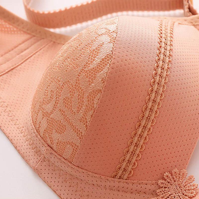Large Size Thin No Steel Ring Lace Bra Anti-lighting Gathering Comfortable and Breathable Middle-aged and Elderly Mother's Underwear