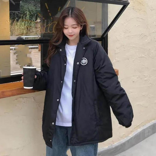Winter Harbor Style Harajuku Loose Bread Clothes Thick Mid-length Padded Jacket Women
