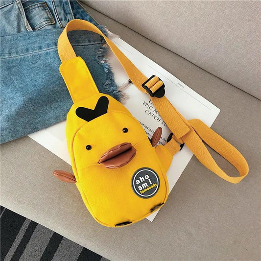 Cute Unisex Children Canvas Sling Bag Outdoor Travel Boy Girl Shoulder Bag Home Supplies Crossbody Chest Bag for Gift