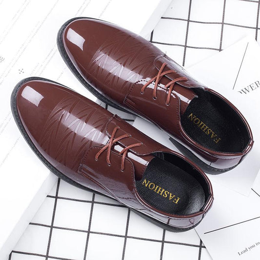Summer Breathable Casual All-match Formal British Style Soft Leather Shoes Shiny Style