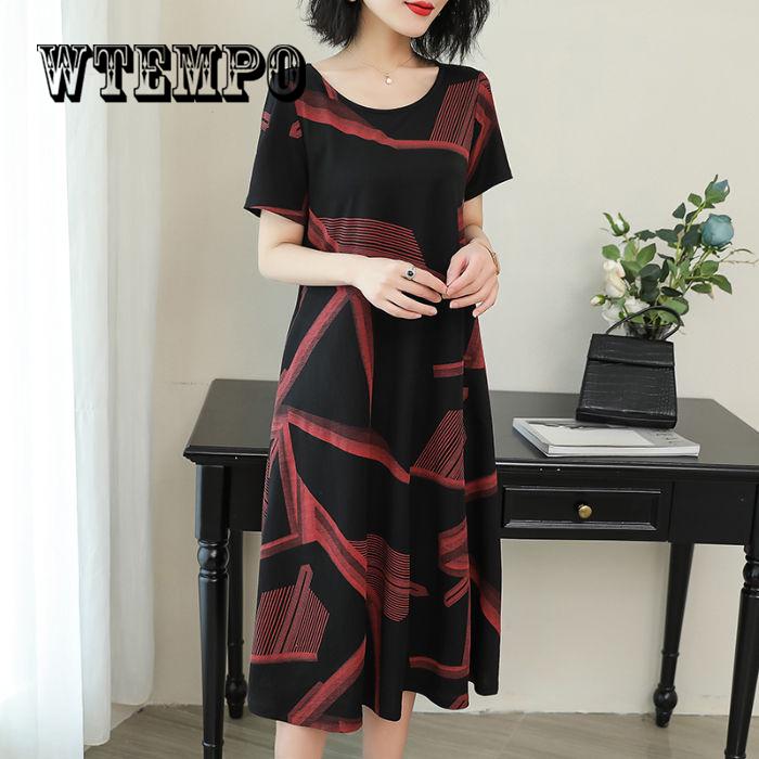 Dress Women Casual Patchwork 1/2 Sleeved Cotton Linen Oversize Loose Dress Clothing Party Dress