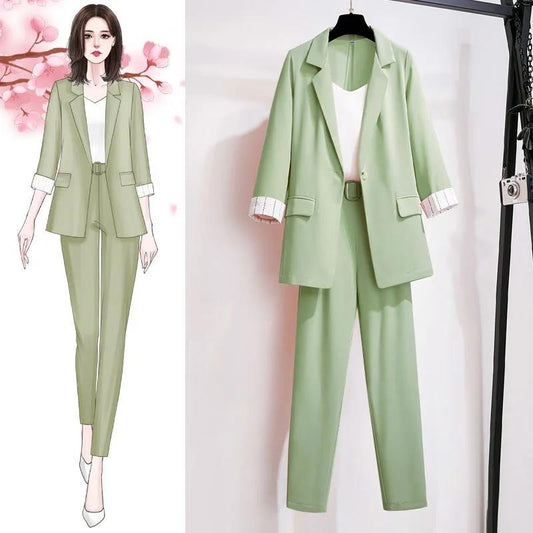 Women's Set Long Sleeve Blazer Pants Suit Office Lady Tracksuit Three Piece Set Fitness Outfits Streetwear Autumn Winter