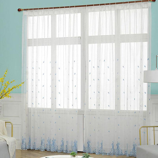 1/2pcs Peacock Embroidered Sheer Tulle Curtains for Living Room Girls Jacquard Pastoral Window Curtain for Bedroom Curtains