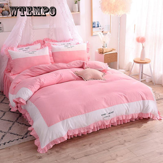 Princess Style 100% Cotton Bedding Set Duvet Cover 4pcs Single Twin Queen King Size Quilt Cover