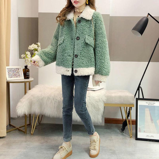 Lamb Wool Coat Women Imitation Fur One Particle Sheep Shearing Korean Loose Coat Women Autumn and Winter