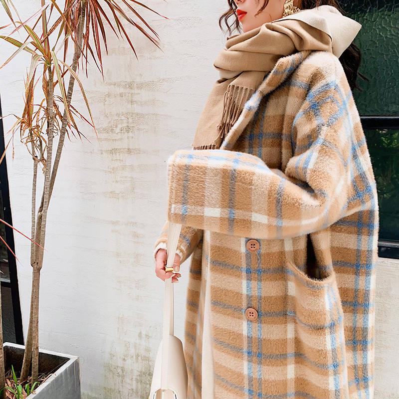 Wool Coat Women's Autumn Winter Jacket Long-sleeved Blazer Outwear Ladies long woolen coat overcoat