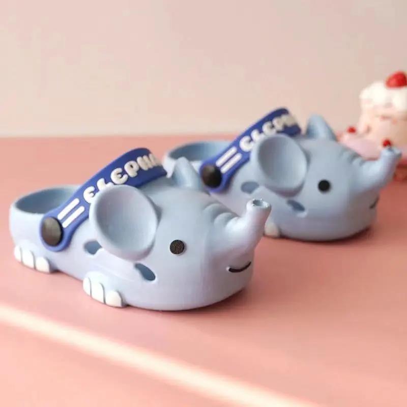 Kids Slippers Summer Boys Girls Soft Sole Flat Anti-slip Casual Elephant Slippers Household Shower Casual Versatile Beach Deformation Slippers
