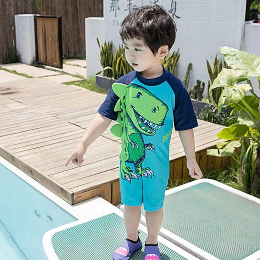 Children's Cartoon Dinosaur One-piece Swimsuit Boy Baby Quick-drying Swiming Suit Cute Printed Breathable Swimwear