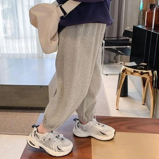 Boys and Girls Spring and Autumn Stretch Casual Pants, Children's Korean Knitted Pants, Loose Children's Trousers, Sweatpants