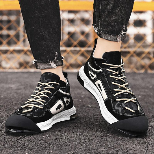 Fall Men's Korean Style Martin Boots Trendy Student All-match Mid-cut Boots Men's Waterproof High-top Shoes
