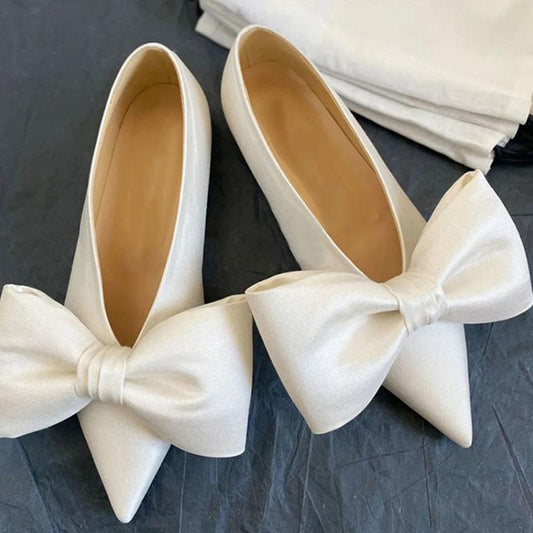 Bowknot Flat Shoes Women's Ballet Shoes Elegant Temperament Single Shoes Women