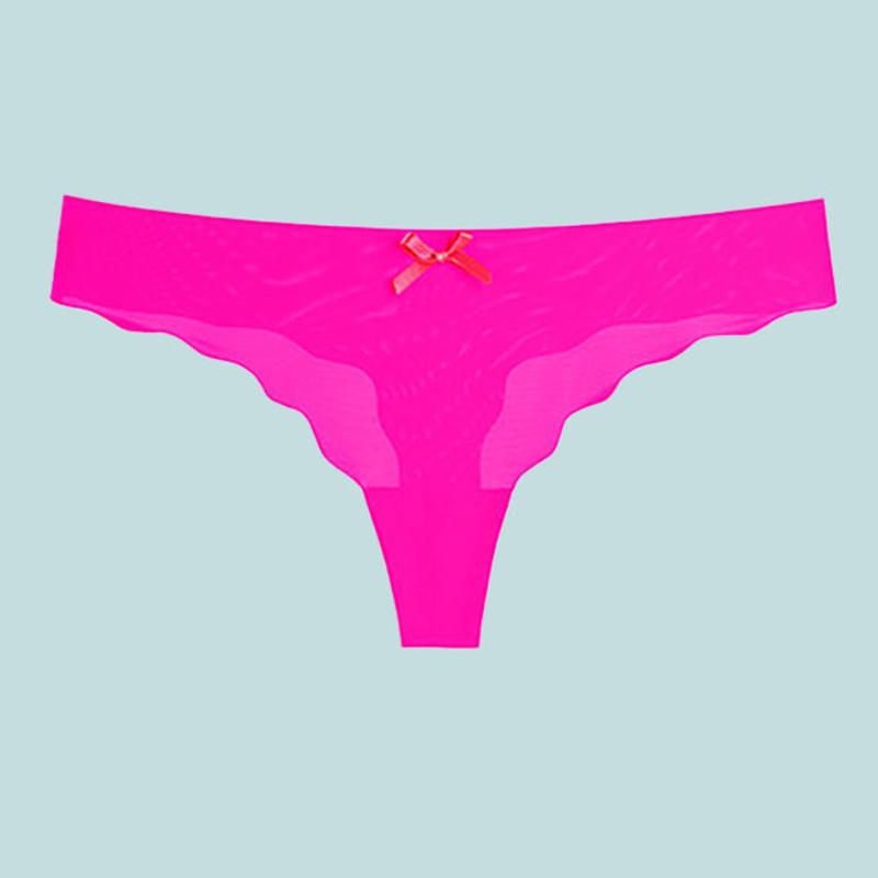 Ice Silk Seamless Thong Feminine Solid Color Low Waist Panties One Piece