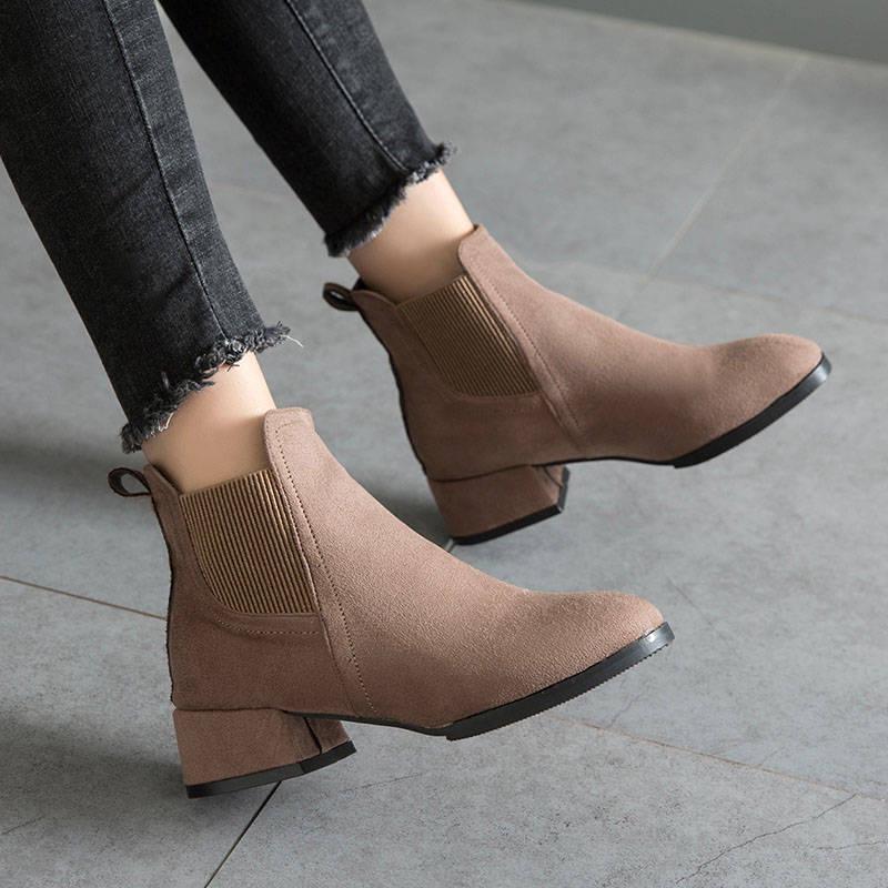 Women Ankle Boots Pointed Toe High Heel Chelsea Boots Pumps Shoes for Women
