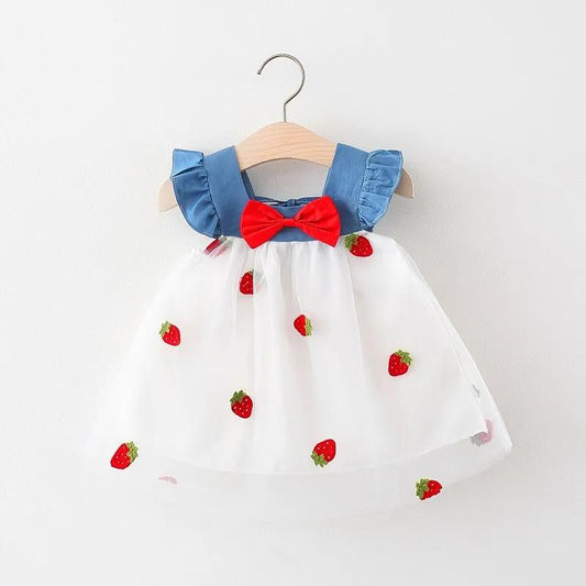 Little Girl Mesh Dress Summer Sweet Princess Skirt Bow Tutu Skirt Girl Backless Sleeveless Vest Skirt A-line Skirt