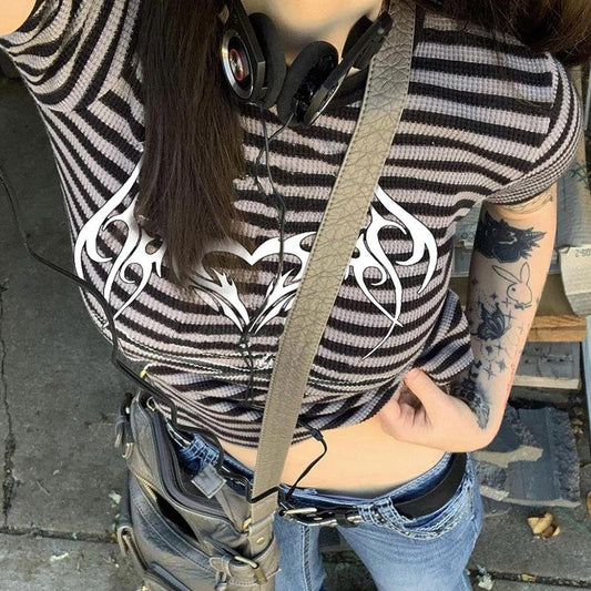 Woman T-shirts Crop Top Yk2 Core Corset Fairy Grunge Alt Aesthetic Women Cyber Fairycore Gothic Style