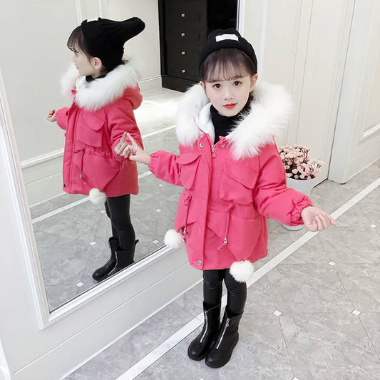 Girls Jacket Winter Cotton Jacket Hooded Coats for Girls Kids Outerwear Christmas Present