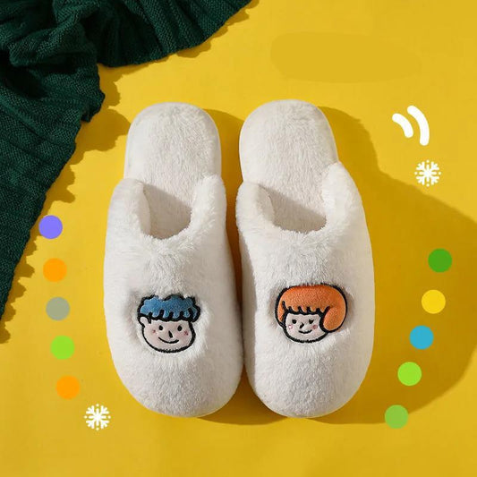 Autumn and Winter Couple Cotton Slippers Casual Warm Flat Shoes Indoor Non-slip Cotton Shoes Soft Shoes