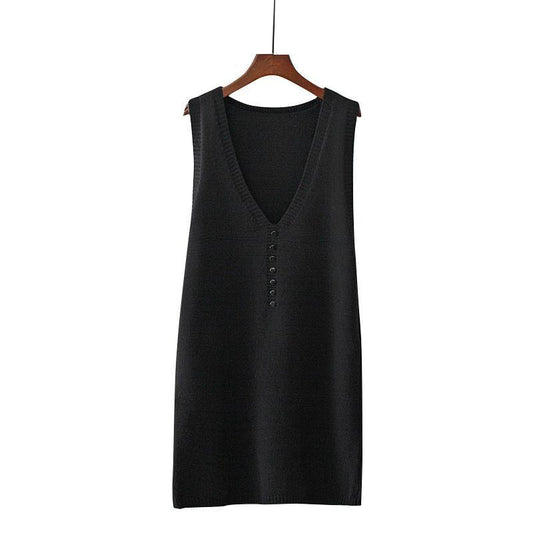 Woman Sweaters Knitted Long Vest Women's Slim V-neck Knit Mid-Length Sleeveless Spring Autumn Women Pullover