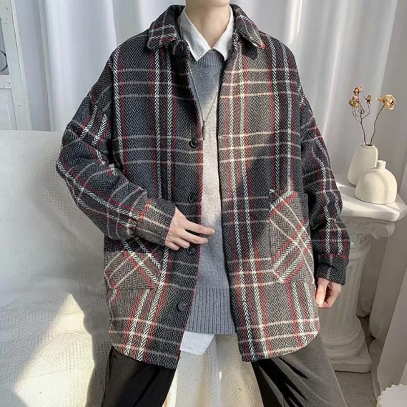Checked Sweatshirts Men's Autumn and Winter Loose Wild Tide Brand Sweater Korean Style Trendy Sweater