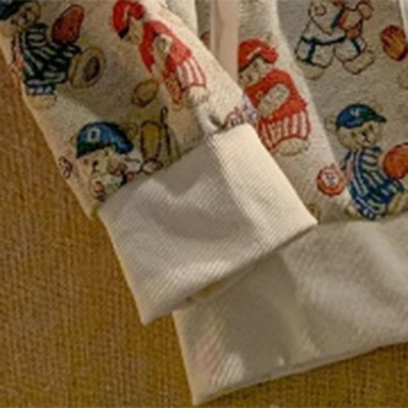 Retro Sports Bear Jacket Women Loose Fashion Trend Casual Stitching Graffiti Baseball Uniform Jacket