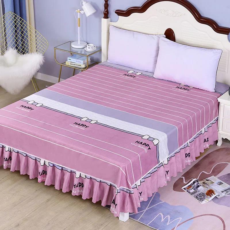 Princess Style Brushed Cotton Mattress Cover Double Mattress Simmons Non-slip Protective Cover