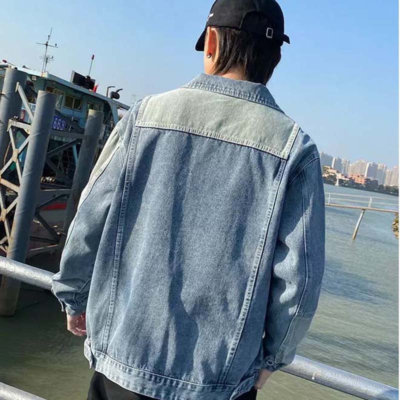 Coat Male 2021 Autumn Trend Splicing Jacket Street Denim Jacket