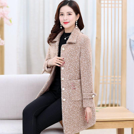 Winter Fashion and Elegant Women's Cotton Coat Mid-length Mink Velvet Thick Warm Fur Coat