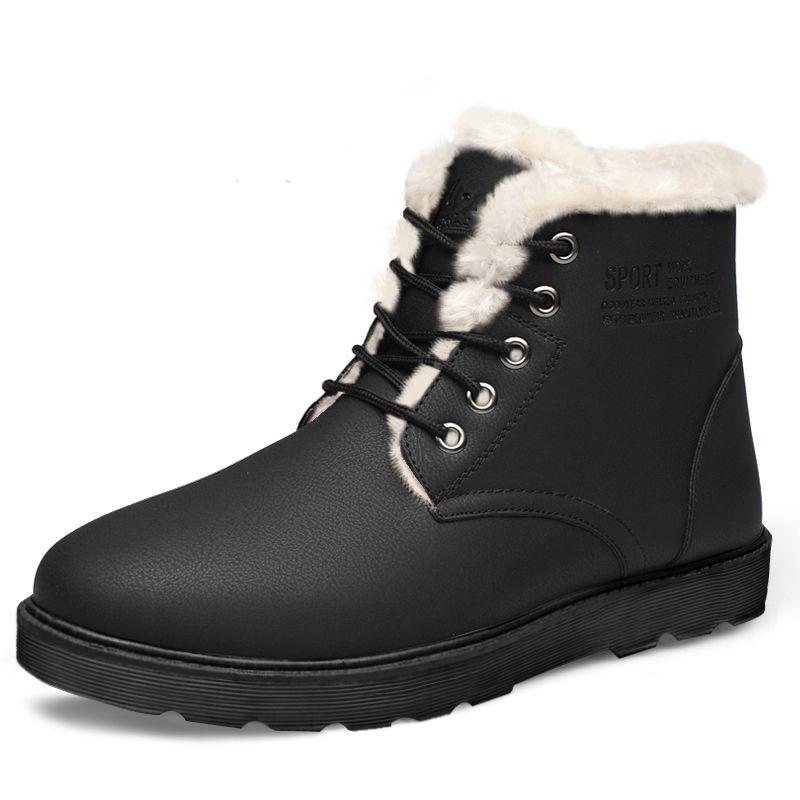 Men's Shoes Winter Plus Velvet Thick Warm Cotton Shoes Men's Casual Leather Cotton Shoes Non-slip Board Shoes Martin Boots