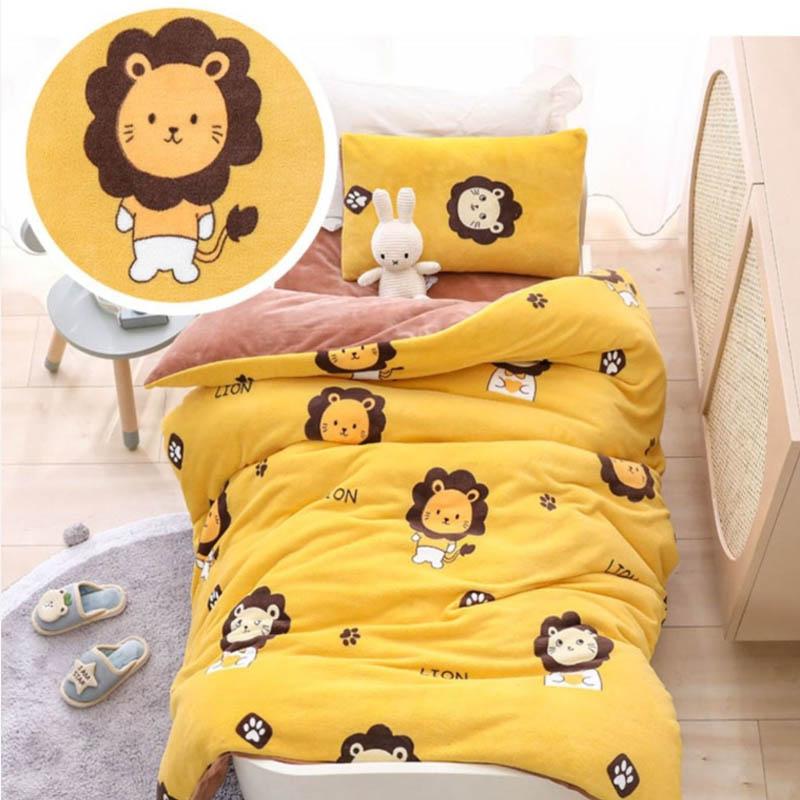 Children's Baby Bed Set Autumn and Winter Flannel Thickened Three-piece Quilt In Kindergarten Bedding Quilt Cover