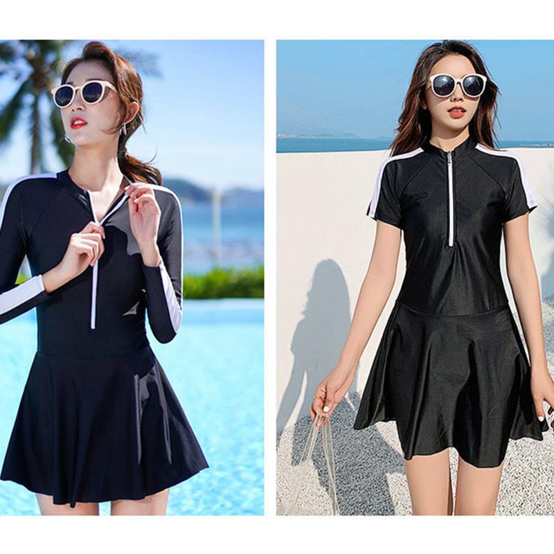 Swimsuit Women's One-Piece Sports Skirt Boxer Covering Belly Thin Long Sleeve Sunscreen Swimsuit Women's Sports Skirt One-Piece Swimsuit