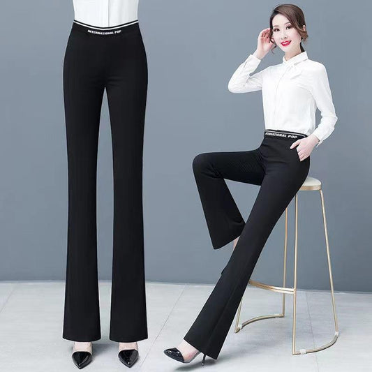 Pants Women's Autumn and Winter Leggings Plus Velvet Thickening Black Micro Trousers Slimming Casual Flared Pants Outer Wear Trousers