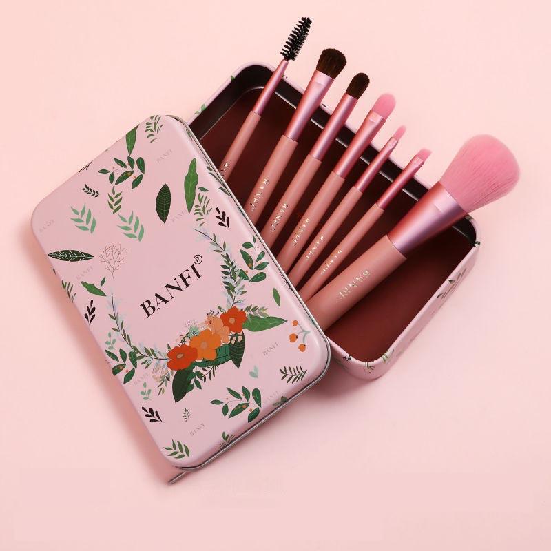 7pcs Animal Hair Makeup Brush Set Soft Hair Eye Shadow Brush Makeup Bag Beauty Makeup Full Set